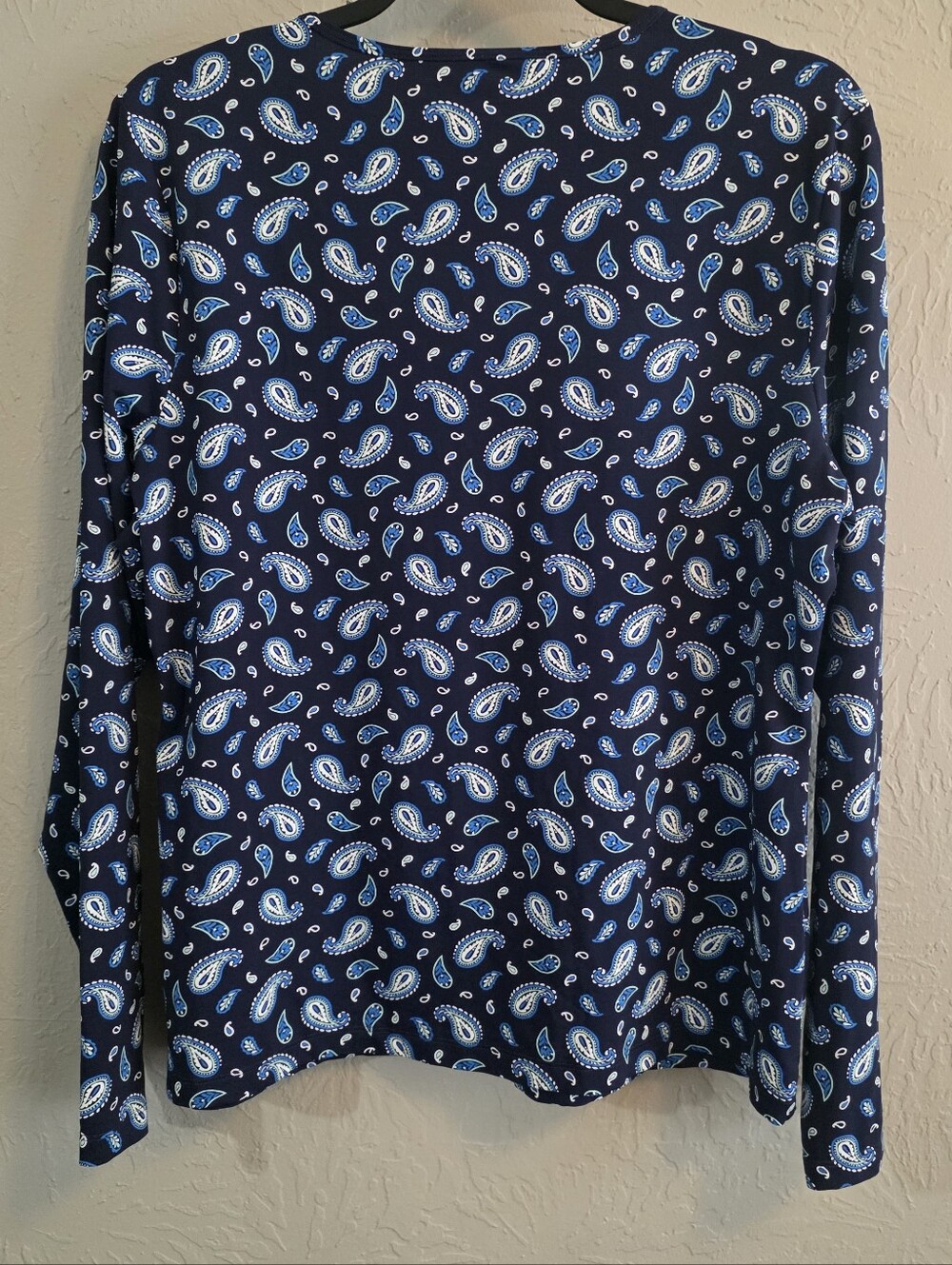 Lands' End UPF Sun Protection l/s swim cover-up Blue Paisley rash guard L - Picture 4 of 4
